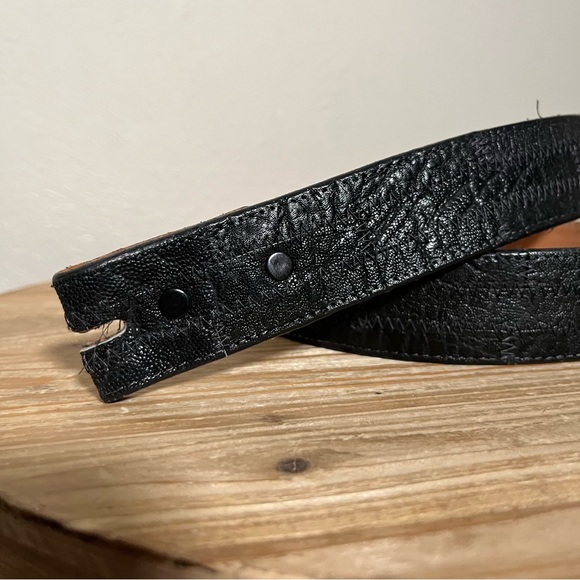 Vintage Tony Lama Black Genuine Elephant Exotic Skin Leather Belt Mens 38 - Picture 2 of 9